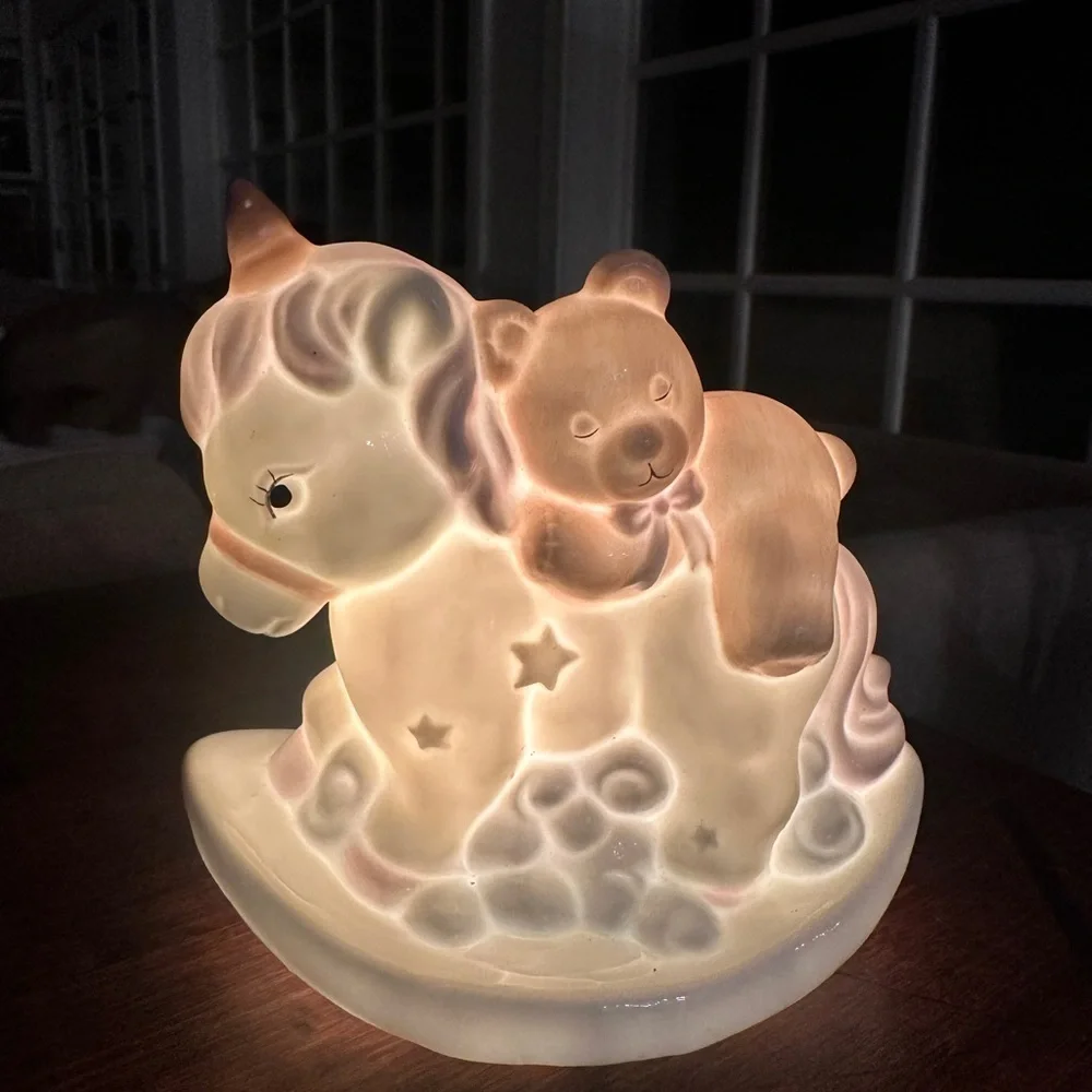 Enesco toddler baby room rocking horse night light with cord